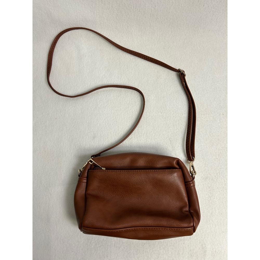 Minimalist Fashionpuzzle Women OS Brown Faux Leather Crossbody Camera Bag